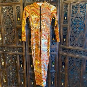 Psychedelic leopard print catsuit